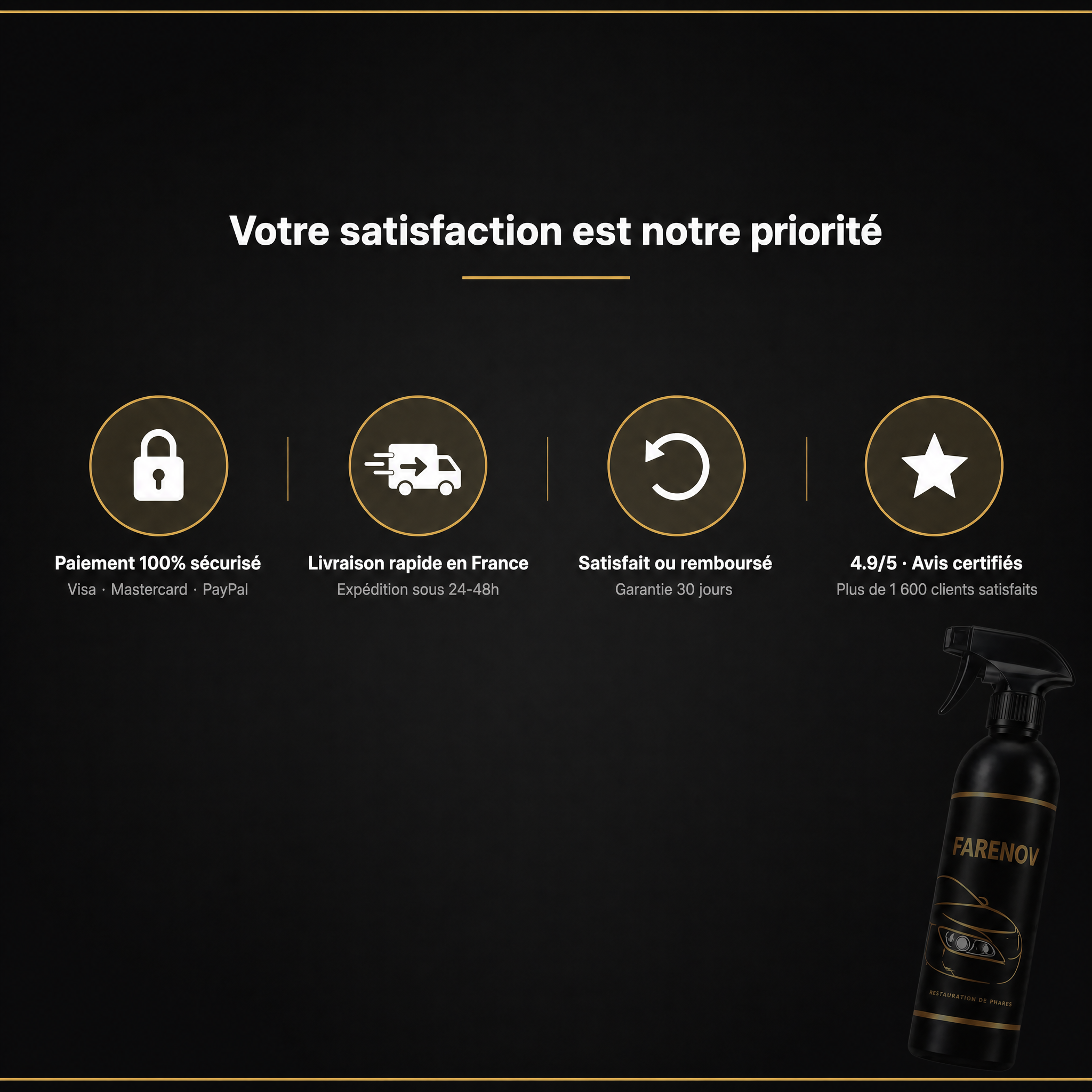 Farenov® — Spray Restaurateur de Phares "Phares Neufs en 30 Secondes"